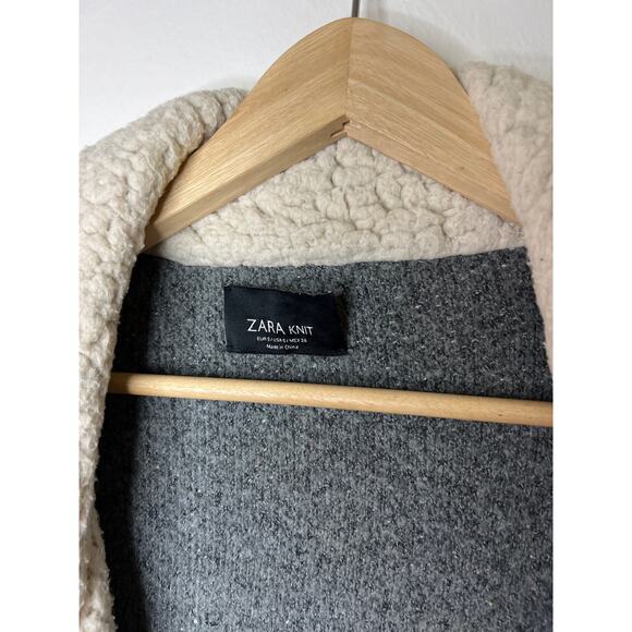 ZARA Knit Sherpa Collar Cardigan - Picture 4 of 16